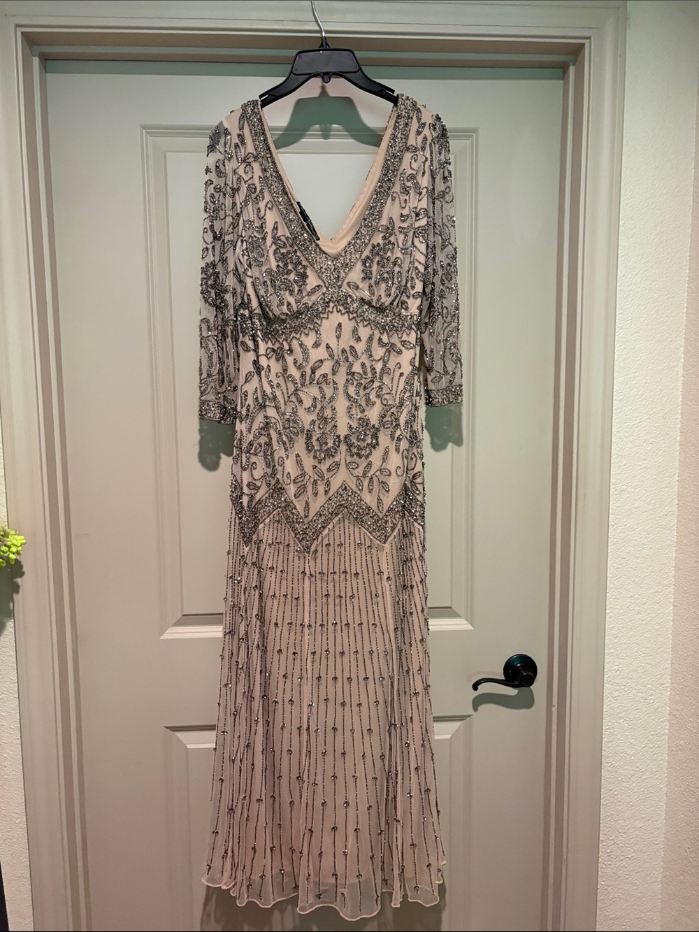 Pisarro Nights Blush Dress with Silver Beading